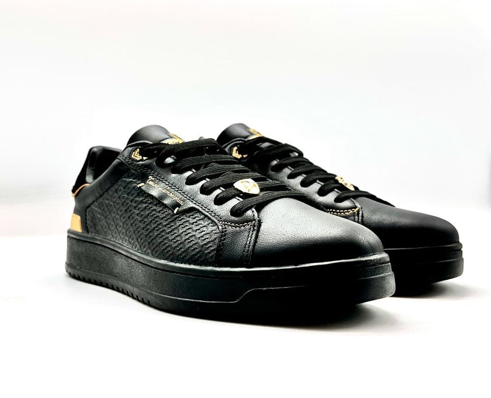 LAMBORGHINI Sneakers tennis in pelle nera e oro in Sneaker casual Calzature Durello - Agna, commercioVirtuoso.it