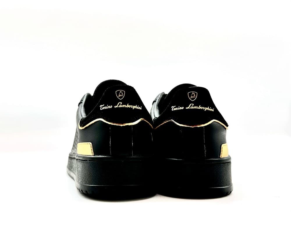 LAMBORGHINI Sneakers tennis in pelle nera e oro in Sneaker casual Calzature Durello - Agna, commercioVirtuoso.it