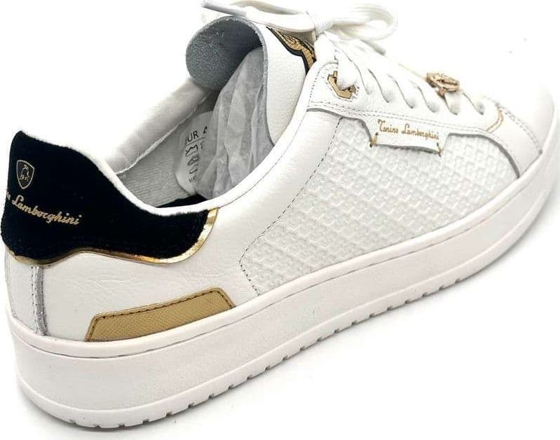 LAMBORGHINI Sneakers tennis in pelle bianca e oro in Scarpe da corsa su strada Calzature Durello - Agna, commercioVirtuoso.it
