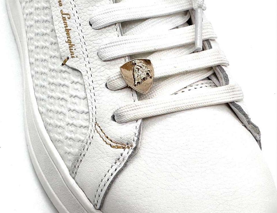 LAMBORGHINI Sneakers tennis in pelle bianca e oro in Scarpe da corsa su strada Calzature Durello - Agna, commercioVirtuoso.it