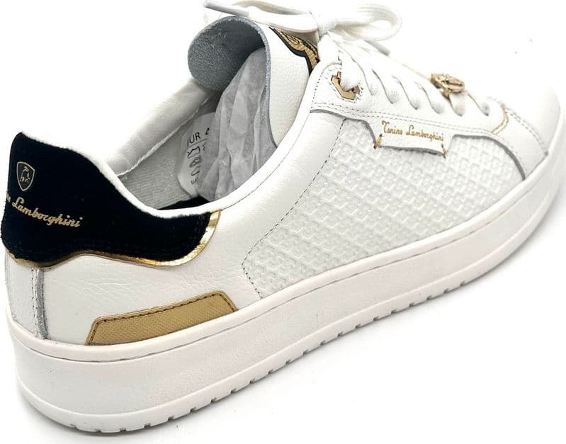 LAMBORGHINI Sneakers tennis in pelle bianca e oro in Scarpe da corsa su strada Calzature Durello - Agna, commercioVirtuoso.it