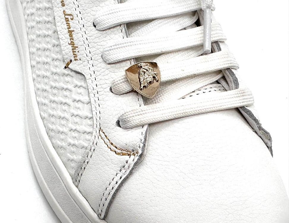 LAMBORGHINI Sneakers tennis in pelle bianca e oro in Scarpe da corsa su strada Calzature Durello - Agna, commercioVirtuoso.it