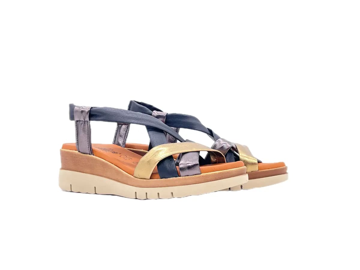 LUXDIVE Sandali donna con fasce incrociate in pelle nero bronzo fucile - 6