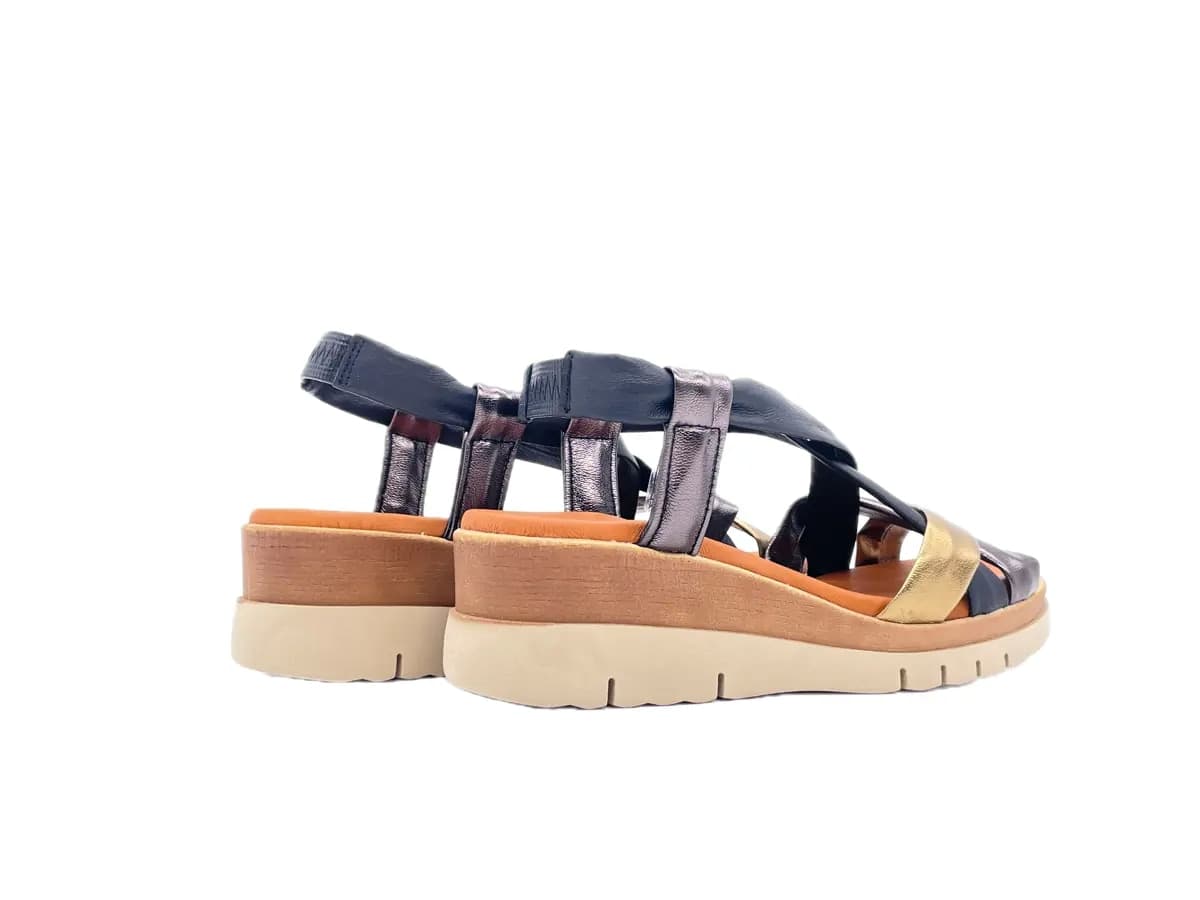 LUXDIVE Sandali donna con fasce incrociate in pelle nero bronzo fucile in Sandali moda Calzature Durello - Agna, commercioVirtuoso.it