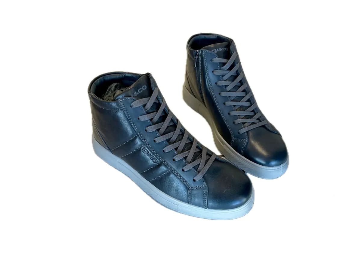 IGI e CO Sneakers alta uomo pelle blu notte - 4