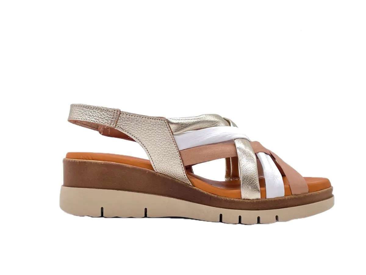LUXDIVE Sandali donna con fascette incociate in pelle bianca cuoio e platino in Sandali moda Calzature Durello - Agna, commercioVirtuoso.it