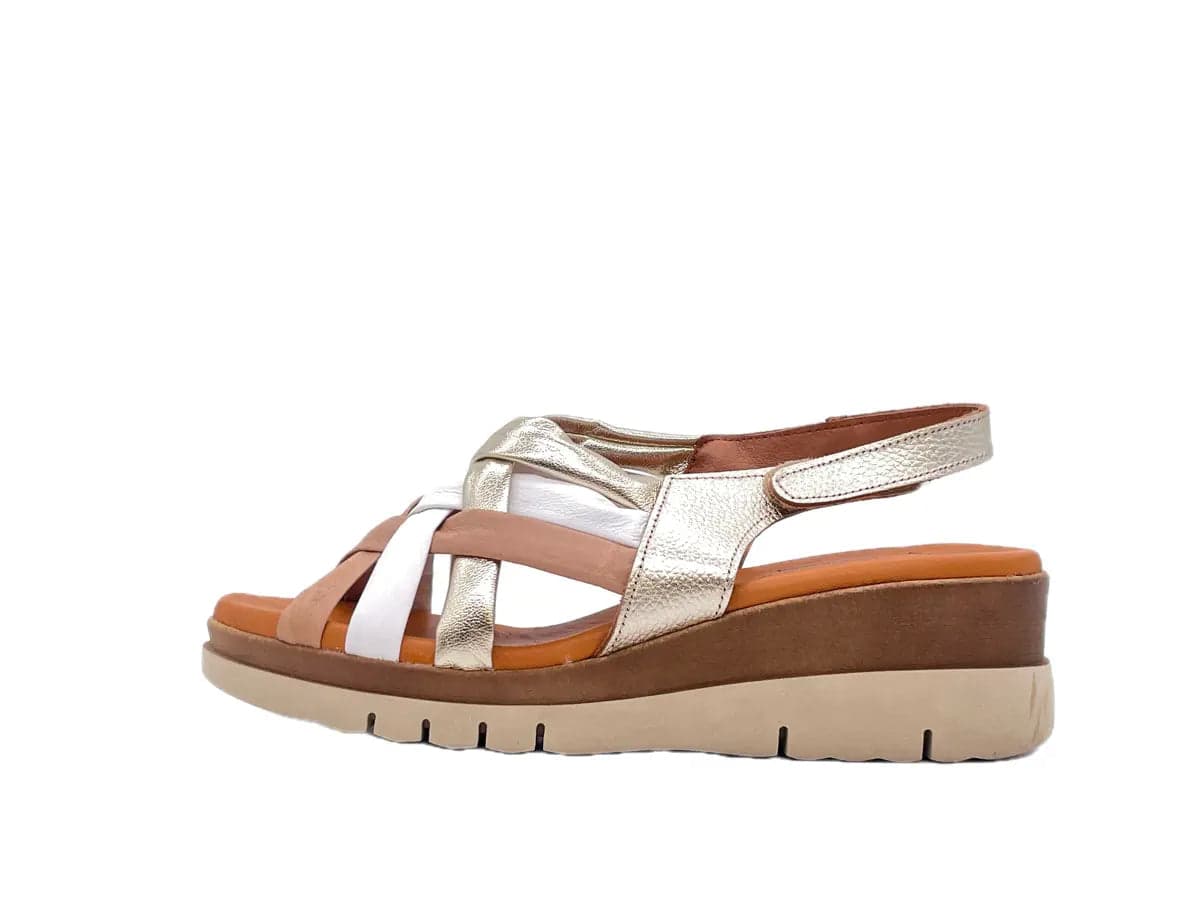 LUXDIVE Sandali donna con fascette incociate in pelle bianca cuoio e platino in Sandali moda Calzature Durello - Agna, commercioVirtuoso.it