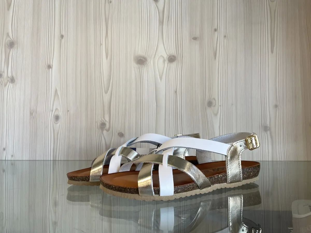 IGI &amp; CO.. Sandali bassi donna con fascette incrociate bianco e platino - 5