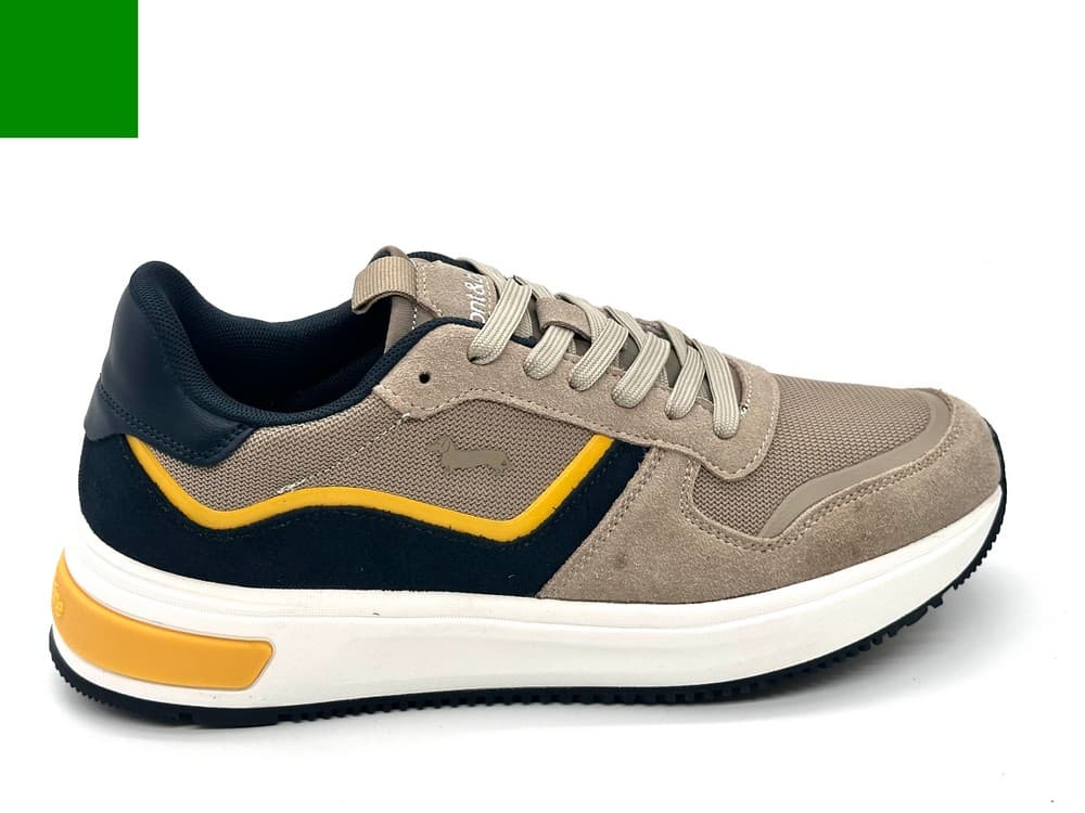 Harmont &amp; Blaine sneakers uomo scamosciate beige e blu dettagli gialli - 4