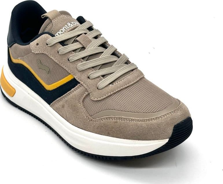 Harmont &amp; Blaine sneakers uomo scamosciate beige e blu dettagli gialli in Sneaker casual Calzature Durello - Agna, commercioVirtuoso.it