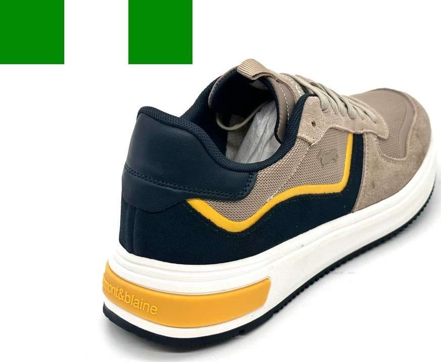 Harmont &amp; Blaine sneakers uomo scamosciate beige e blu dettagli gialli - 4