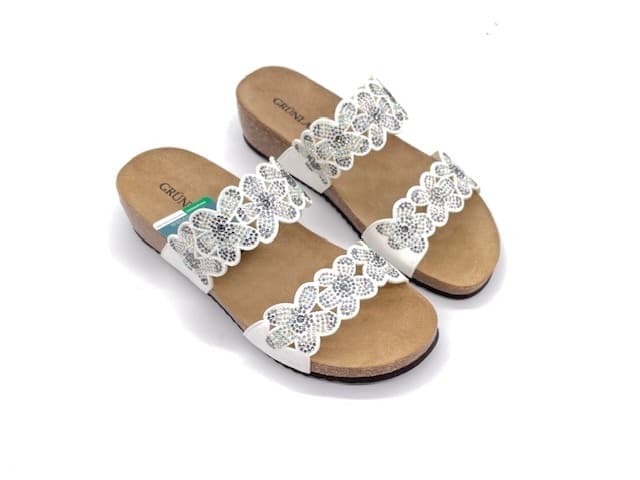 GRUNLAND Ciabatte Donna Memi Bianco Brillantini in Infradito e ciabatte da spiaggia Calzature Durello - Agna, commercioVirtuoso.it