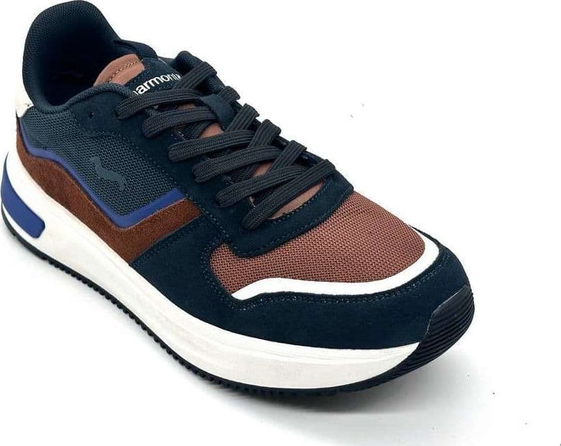 Harmont &amp; Blaine sneakers uomo scamosciate blu e marroni dettagli avio in Sneaker casual Calzature Durello - Agna, commercioVirtuoso.it