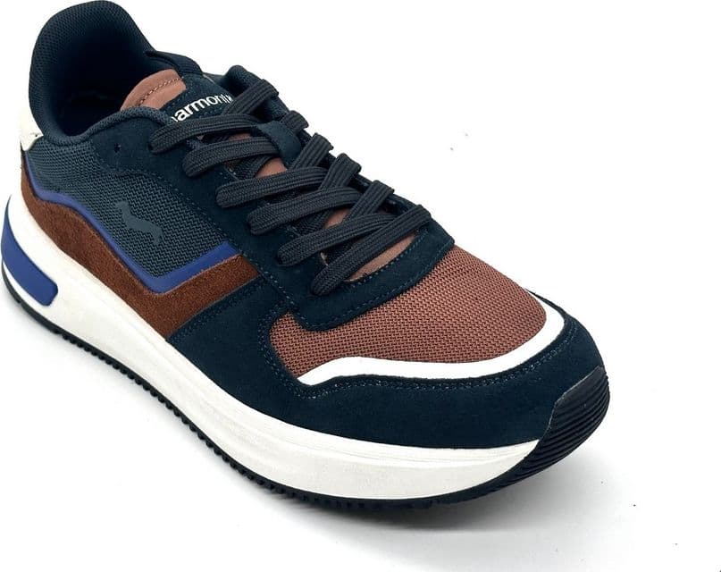 Harmont &amp; Blaine sneakers uomo scamosciate blu e marroni dettagli avio in Sneaker casual Calzature Durello - Agna, commercioVirtuoso.it