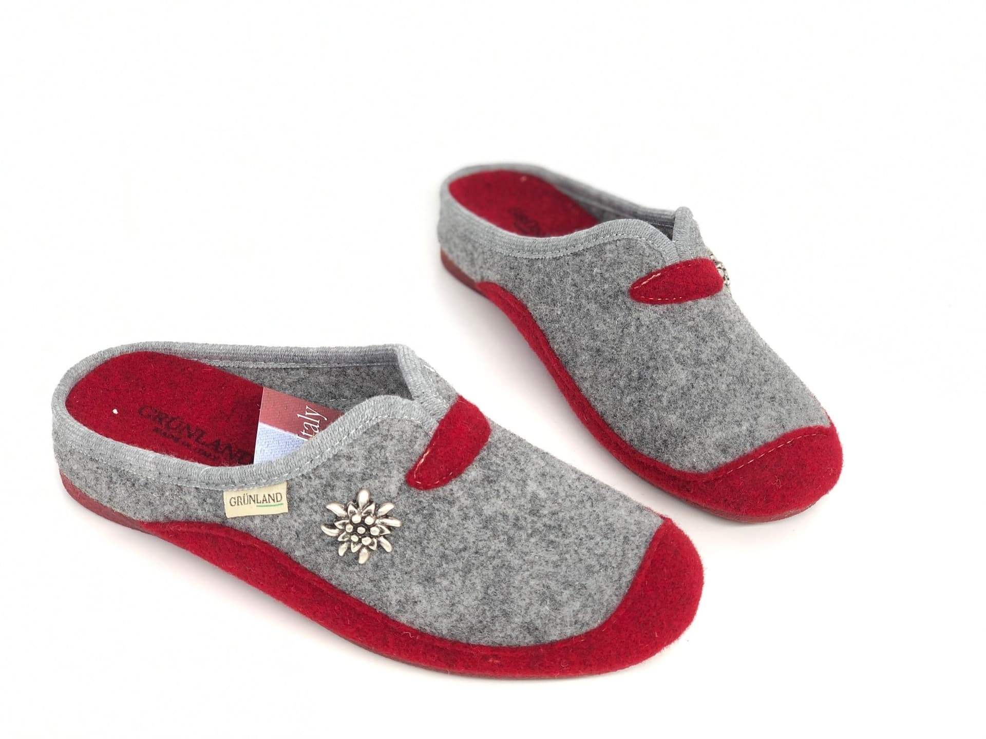 GRUNLAND Ciabatte donna ADRI CI1672 grigio rosso in Pantofole Calzature Durello - Agna, commercioVirtuoso.it