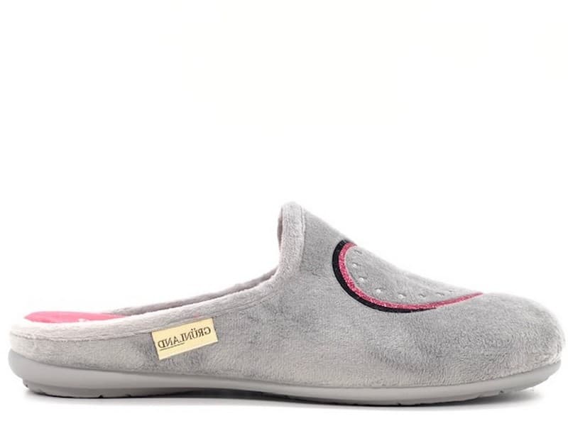 GRUNLAND Ciabatte donna grigie con cuore fucsia - 4