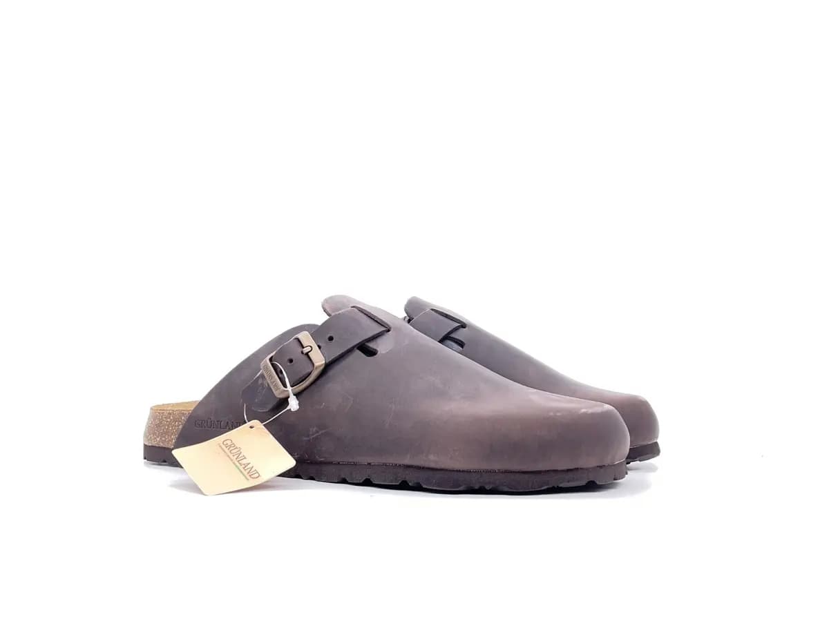 GRUNLAND BOBO Ciabatta chiusa uomo Boston pelle ingrassata mogano - 6