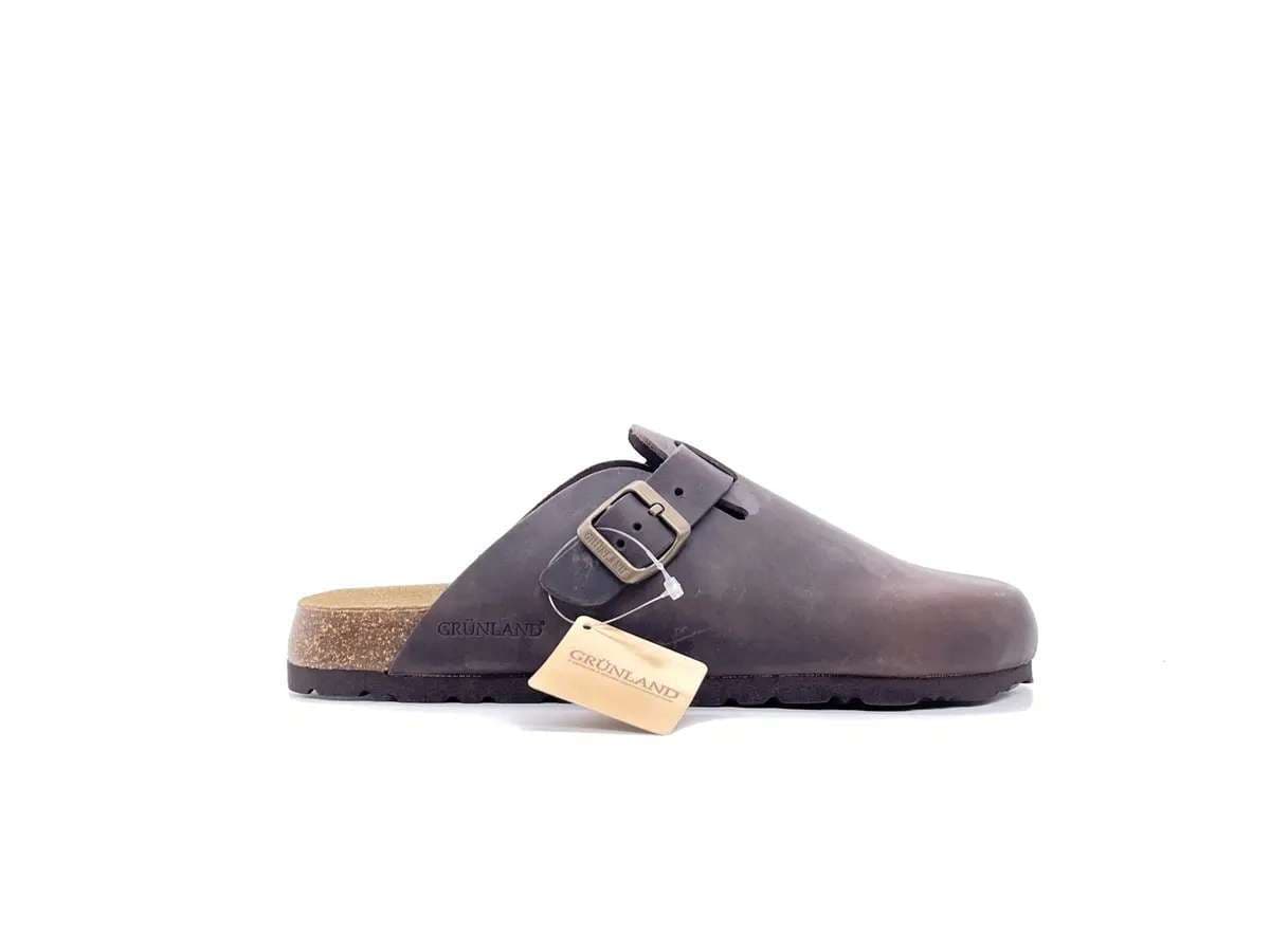 GRUNLAND BOBO Ciabatta chiusa uomo Boston pelle ingrassata mogano in Pantofole Calzature Durello - Agna, commercioVirtuoso.it