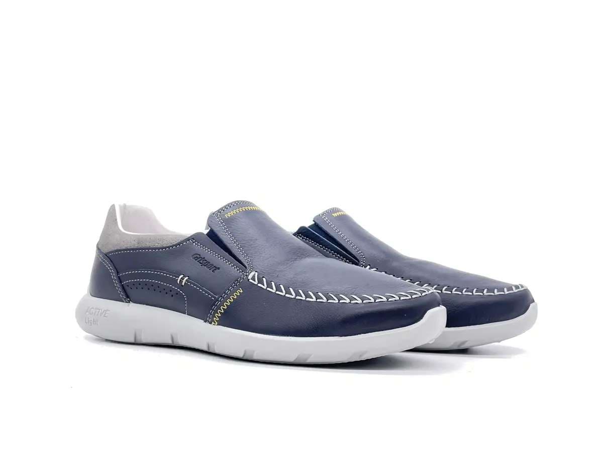 GRISPORT Mocassino Sportivo Uomo in Pelle Blu in Loafer e mocassini Calzature Durello - Agna, commercioVirtuoso.it
