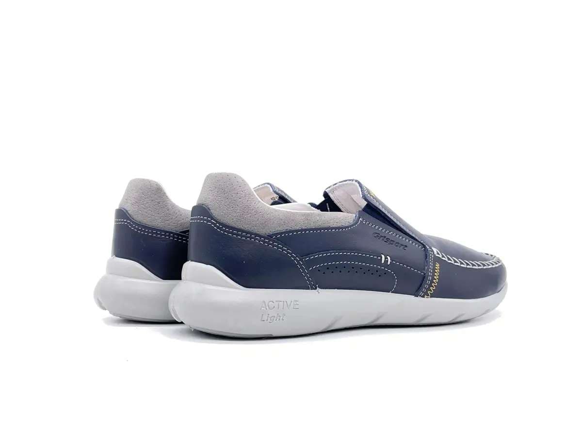 GRISPORT Mocassino Sportivo Uomo in Pelle Blu in Loafer e mocassini Calzature Durello - Agna, commercioVirtuoso.it