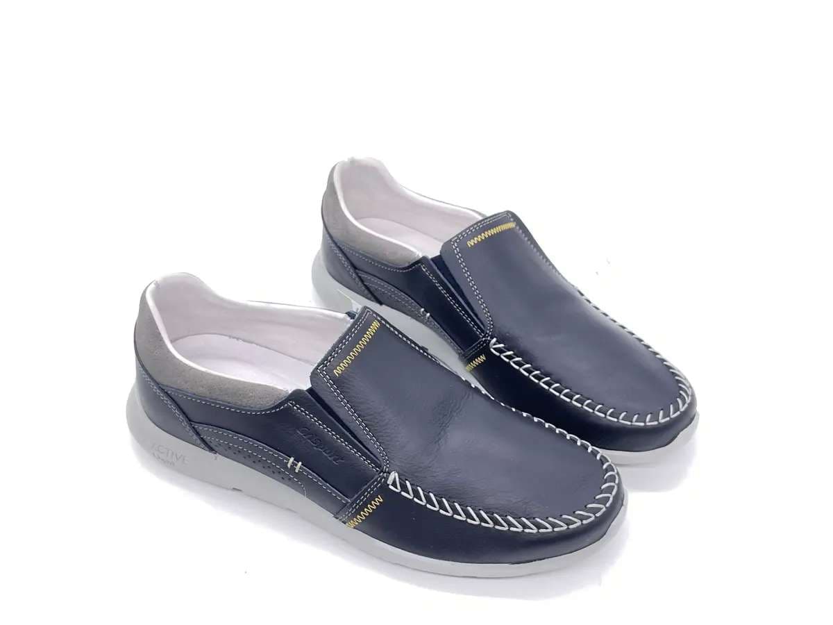 GRISPORT Mocassino Sportivo Uomo in Pelle Blu in Loafer e mocassini Calzature Durello - Agna, commercioVirtuoso.it