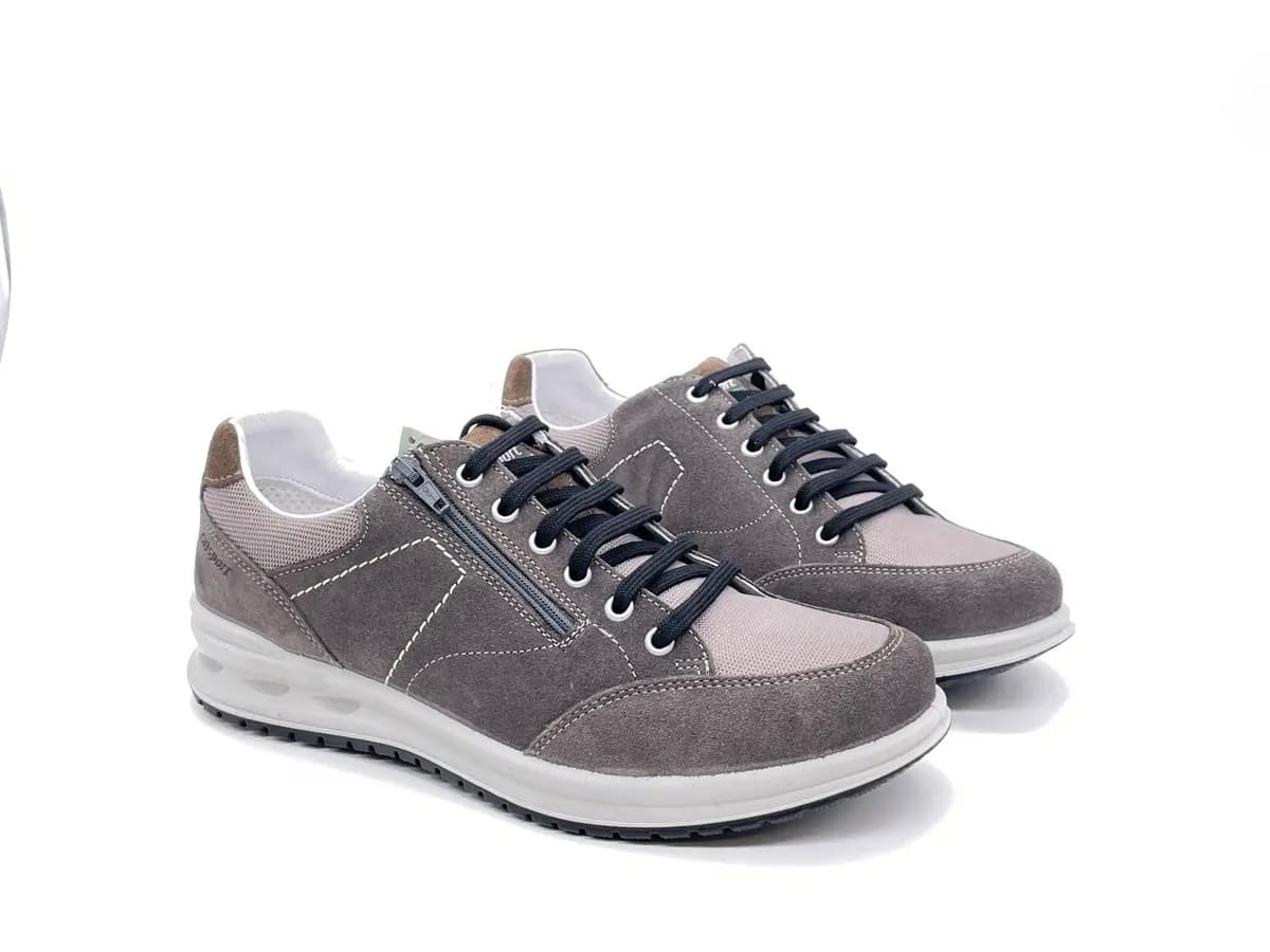 GRISPORT ACTIVE Sneakers uomo con laccio e zip nabuk grigio 43069V32 - 5