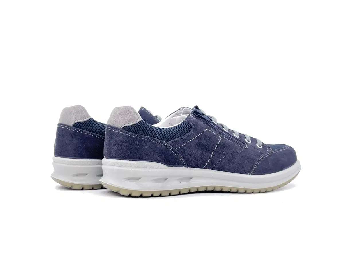 GRISPORT ACTIVE Sneakers uomo con laccio e zip nabuk blu 43069V18 in Loafer e mocassini Calzature Durello - Agna, commercioVirtuoso.it
