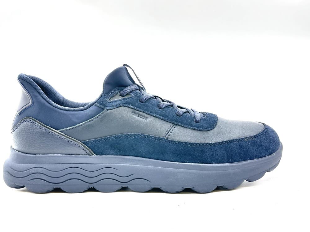 GEOX Sneakers uomo U SPHERICA PLUS A in pelle e suede blu navy - 4