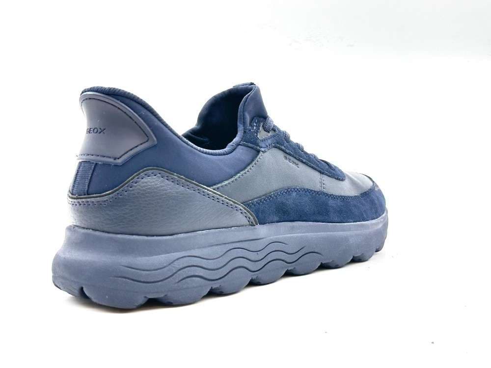 GEOX Sneakers uomo U SPHERICA PLUS A in pelle e suede blu navy - 4
