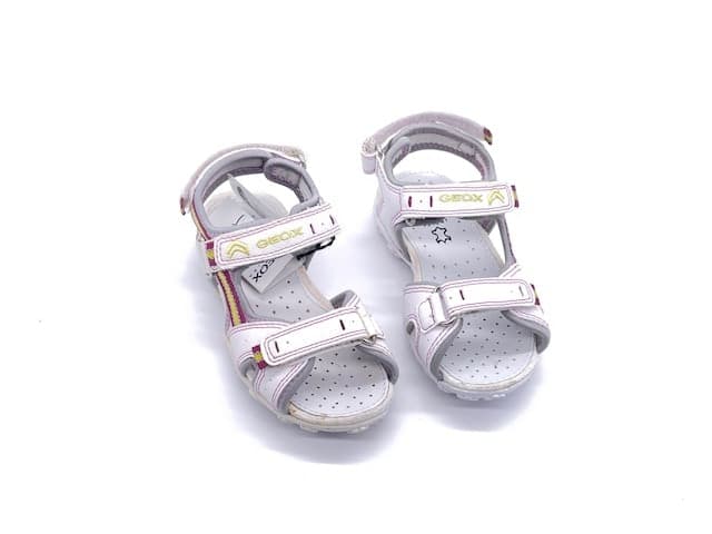 GEOX Sandalo Bambina Roxanne White Lt Grey in Sandali Calzature Durello - Agna, commercioVirtuoso.it
