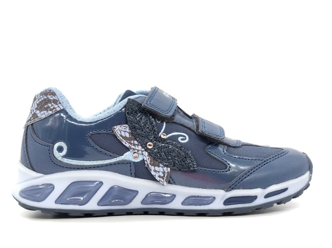 GEOX Sneakers bambina J Shuttle G azzurra blu con farfalla e luci - 5