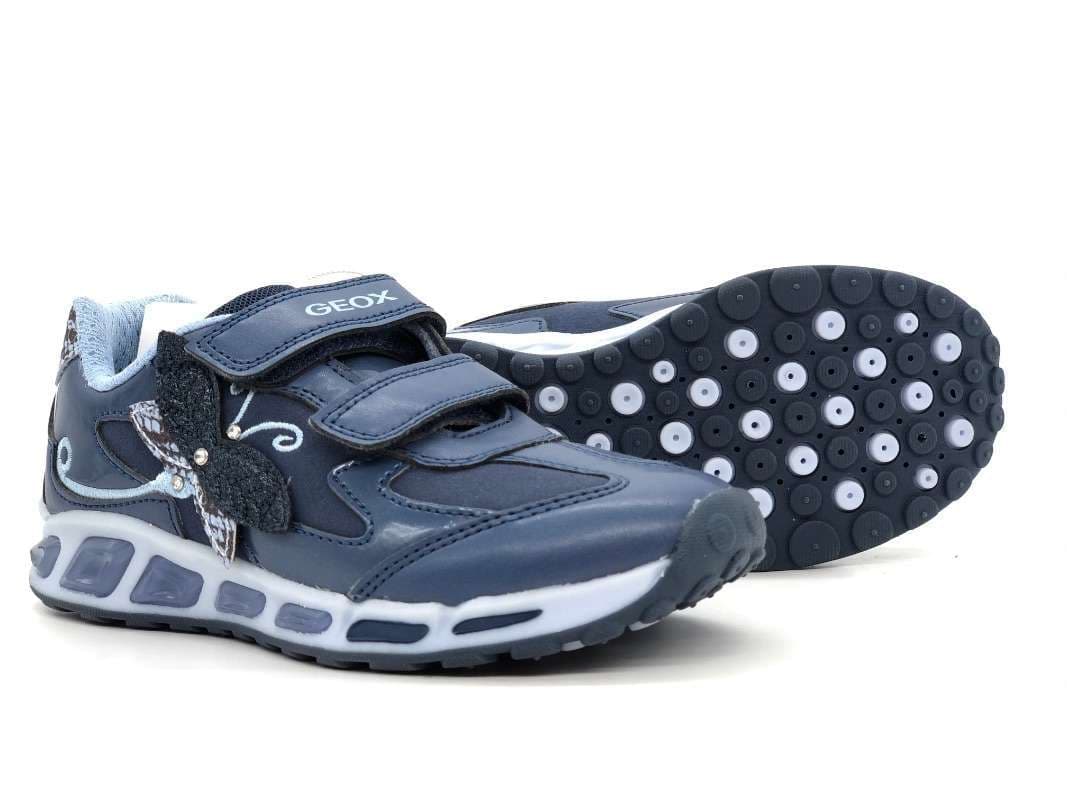 GEOX Sneakers bambina J Shuttle G azzurra blu con farfalla e luci - 5