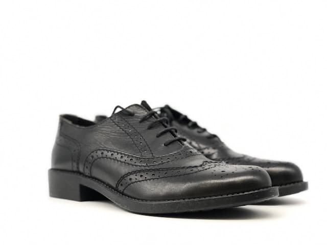 Francesina donna in pelle nera TRATTI - 5