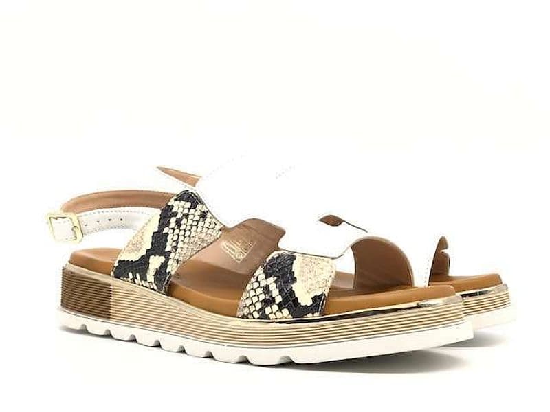 DONNA SOFT Sandali pelle bianca pitone old roccia in Sandali moda Calzature Durello - Agna, commercioVirtuoso.it