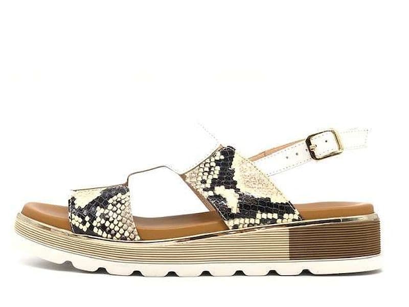 DONNA SOFT Sandali pelle bianca pitone old roccia - 4