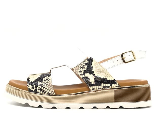DONNA SOFT Sandali pelle bianca pitone old roccia in Sandali moda Calzature Durello - Agna, commercioVirtuoso.it