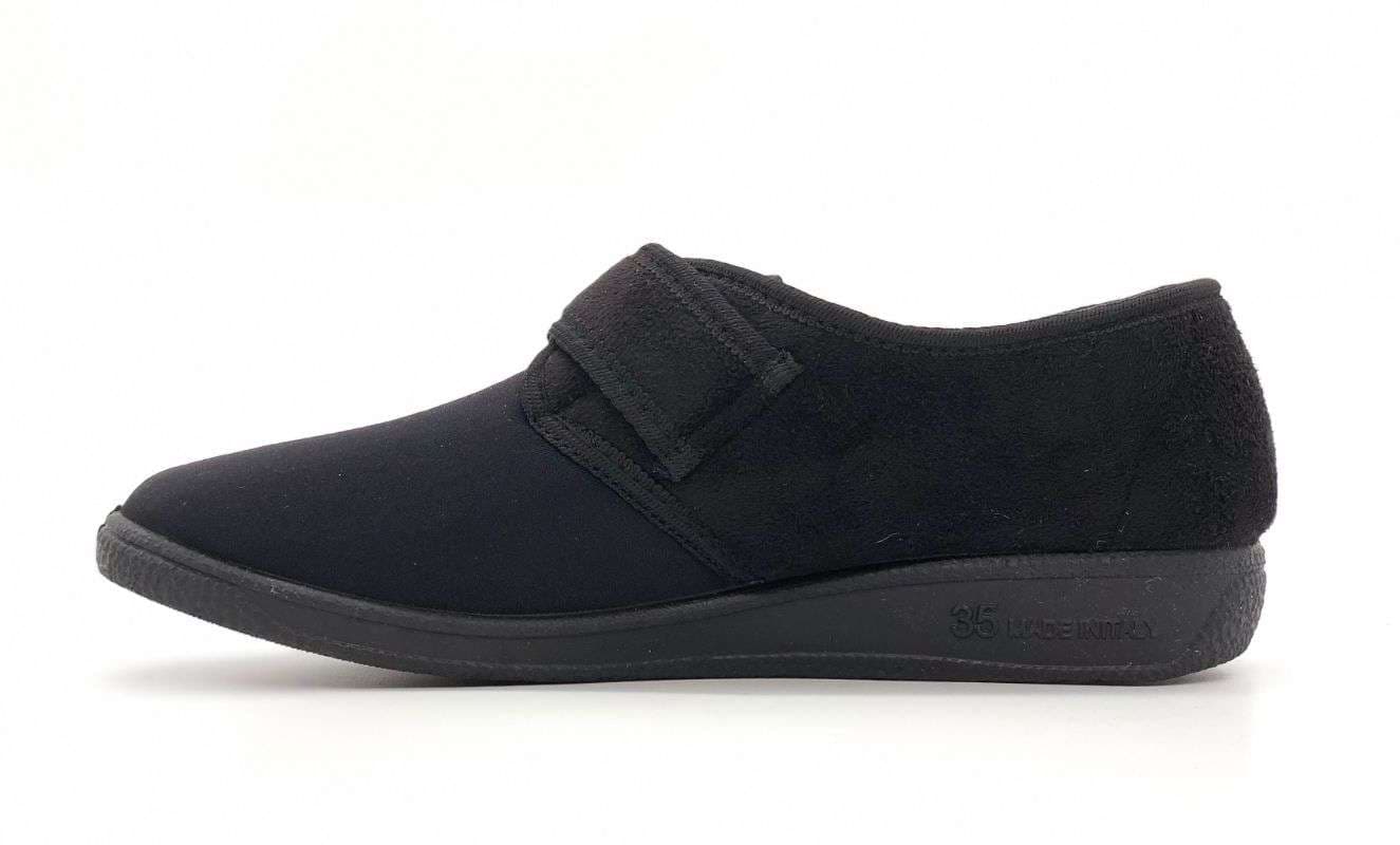 GAVIGA Pantofola donna in panno e tessuto nero in Pantofole Calzature Durello - Agna, commercioVirtuoso.it