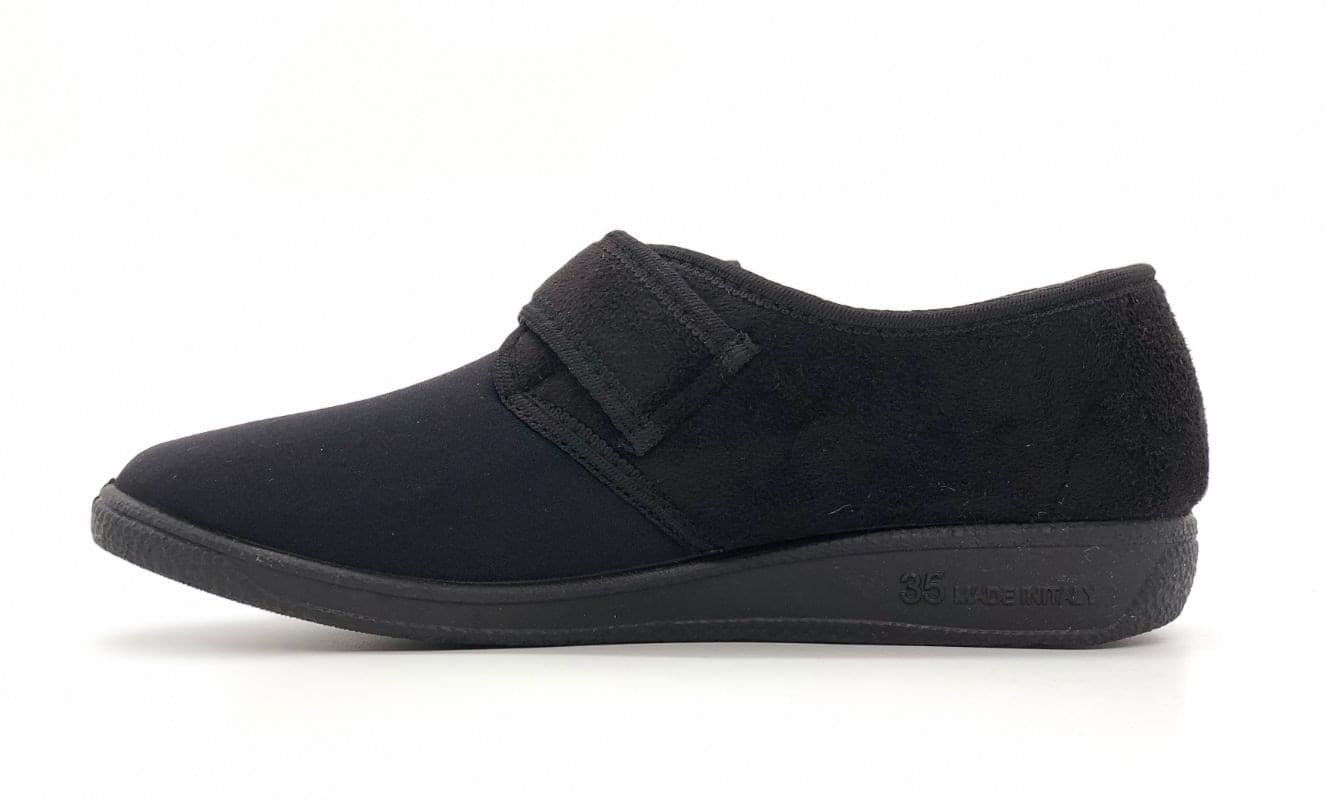 GAVIGA Pantofola donna in panno e tessuto nero in Pantofole Calzature Durello - Agna, commercioVirtuoso.it