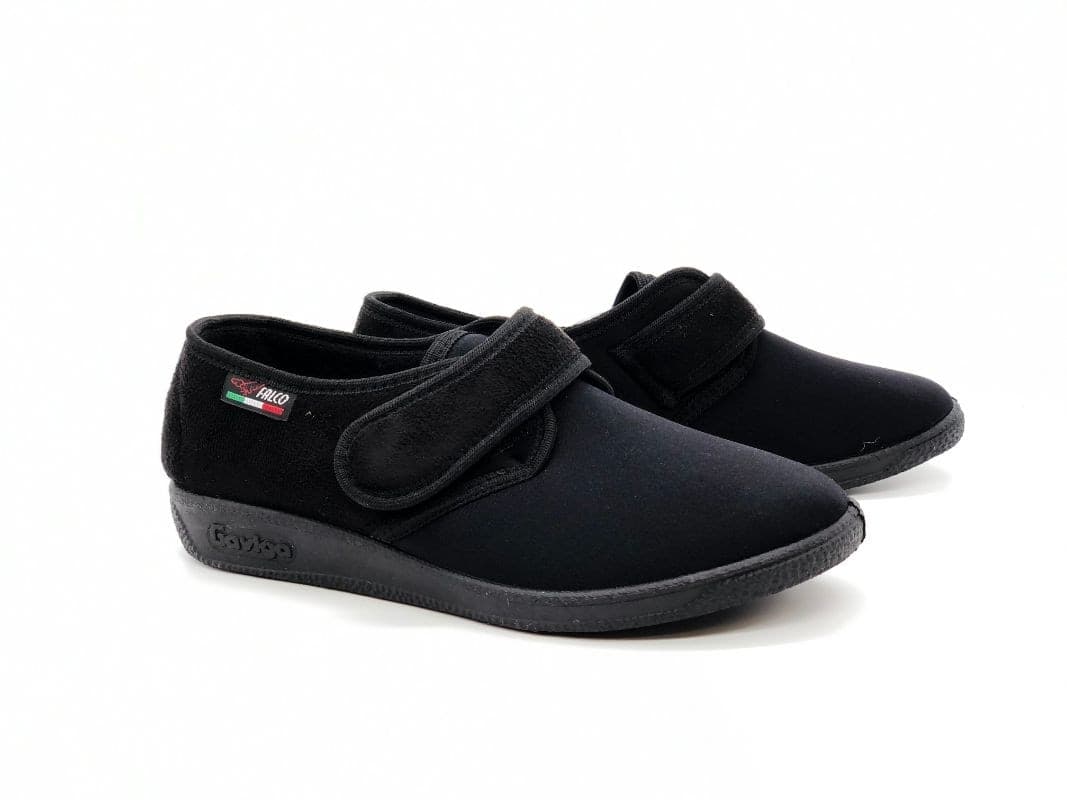 GAVIGA Pantofola donna in panno e tessuto nero in Pantofole Calzature Durello - Agna, commercioVirtuoso.it