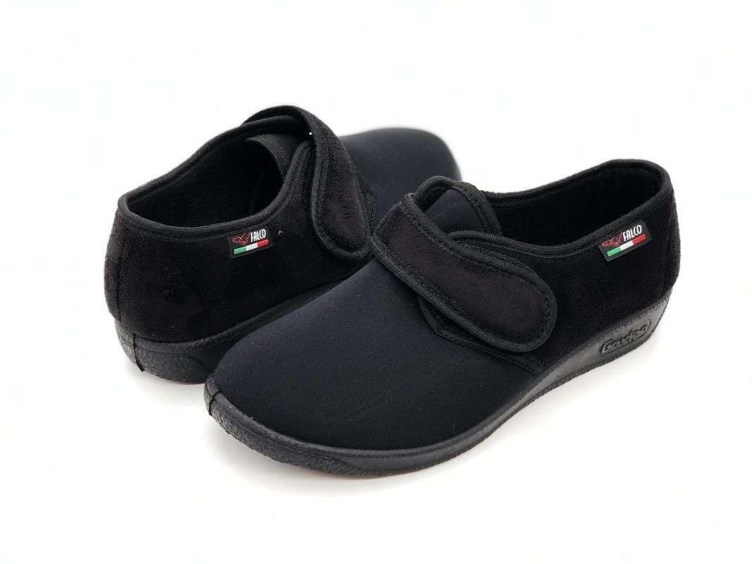 GAVIGA Pantofola donna in panno e tessuto nero in Pantofole Calzature Durello - Agna, commercioVirtuoso.it