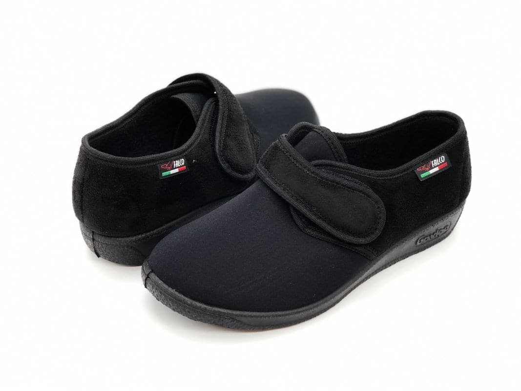 GAVIGA Pantofola donna in panno e tessuto nero in Pantofole Calzature Durello - Agna, commercioVirtuoso.it