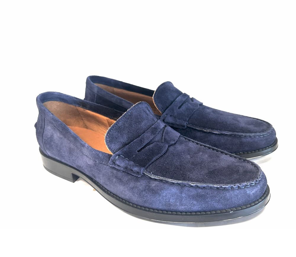 FONTANA Mocassino in suede color blu MAXI calzata 0405VI - 5
