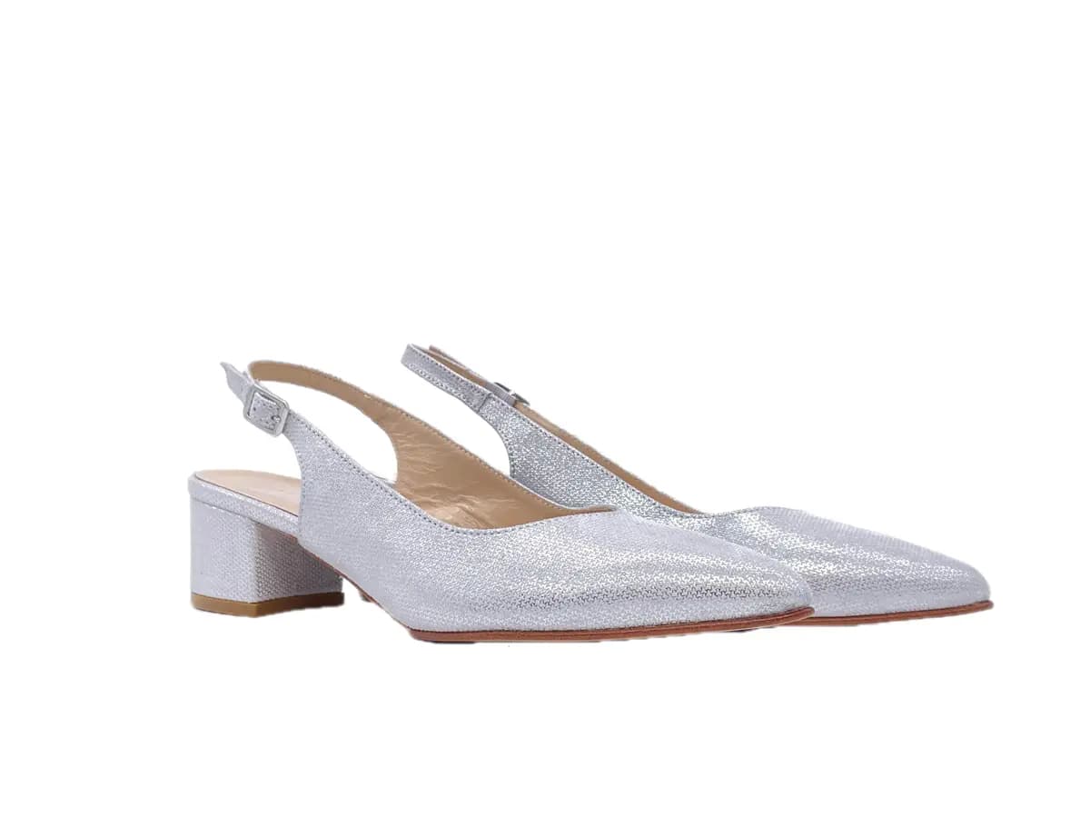 ELLEN Slingback basso donna in pelle Iron Argento - 5