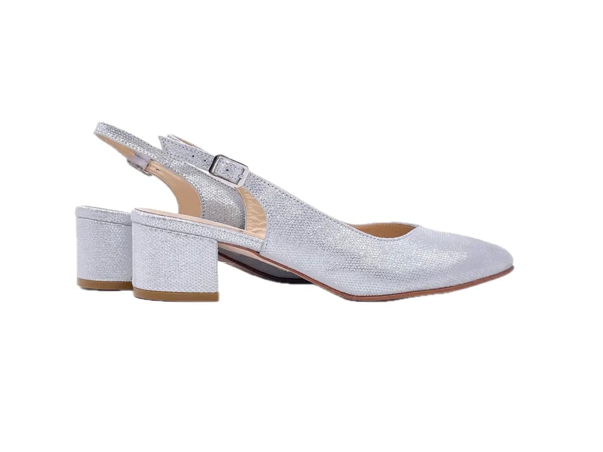 ELLEN Slingback basso donna in pelle Iron Argento in Scarpe col tacco Calzature Durello - Agna, commercioVirtuoso.it