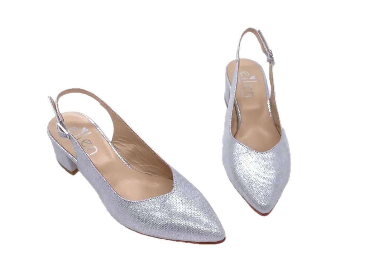 ELLEN Slingback basso donna in pelle Iron Argento - 5