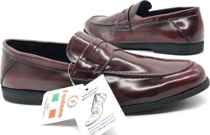FONTANA Mocassino uomo in pelle abrasivata bordò in Loafer e mocassini Calzature Durello - Agna, commercioVirtuoso.it