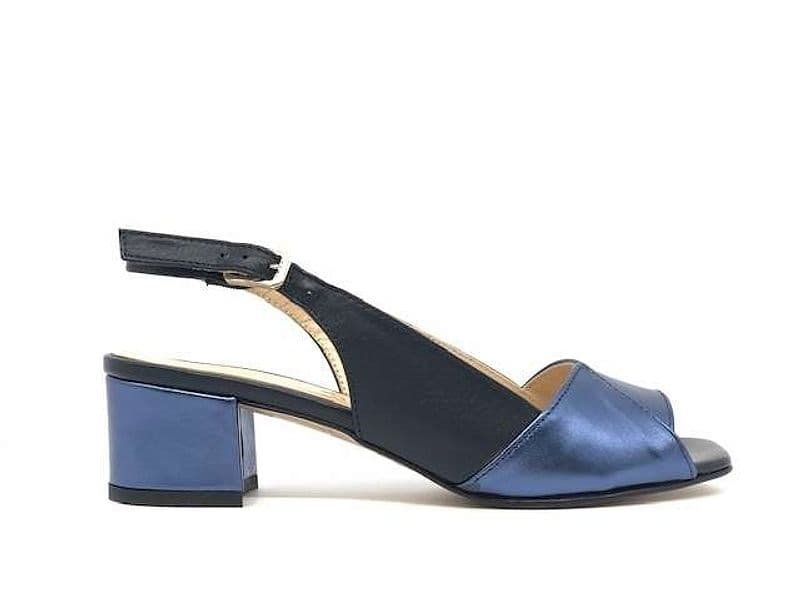 ELLEN Sandalo donna laminato blu tacco 45 in Sandali moda Calzature Durello - Agna, commercioVirtuoso.it