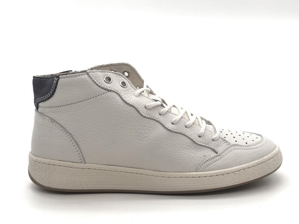 Folly sneakers uomo mid pelle bianca suola beige - 5