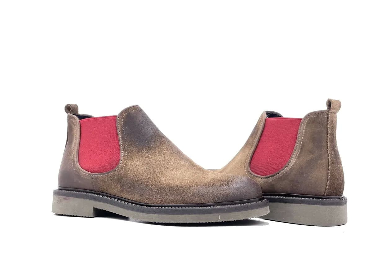 EXTON polacchino uomo scamosciato marrone con elastici rossi in Stivali Calzature Durello - Agna, commercioVirtuoso.it