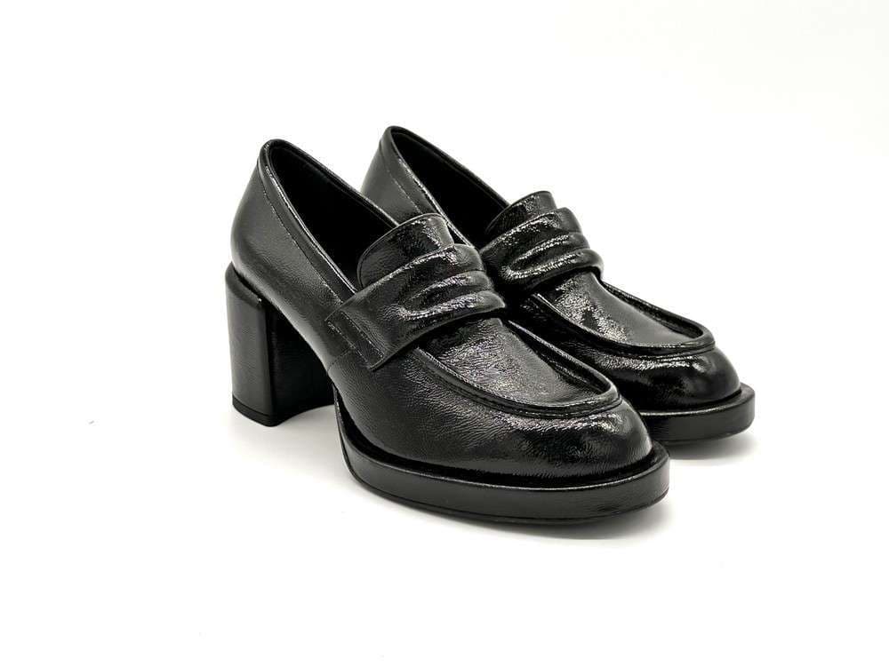 ENZO D'ALESSANDRO Mocassino donna in naplak nero tacco 70